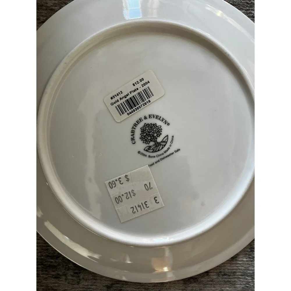 Crabtree & Evelyn Set Of 2 Salad/Luncheon Plates Gold Angel Pair